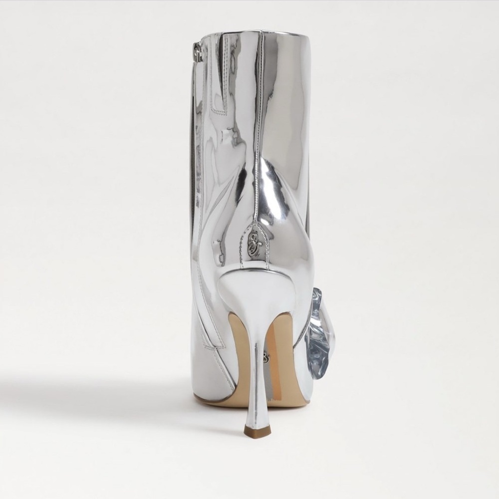 SAM EDELMAN $200 Esmae Stiletto Ankle Metallic Bootie Floral Detail Size 7.5 NEW - Picture 4 of 12